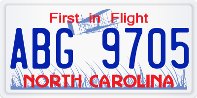 NC license plate ABG9705
