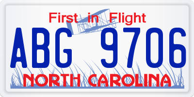 NC license plate ABG9706