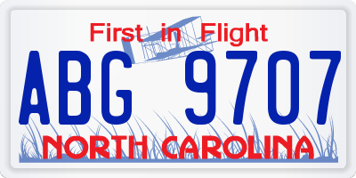 NC license plate ABG9707