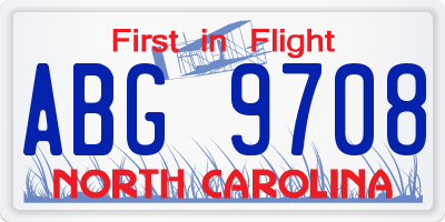 NC license plate ABG9708