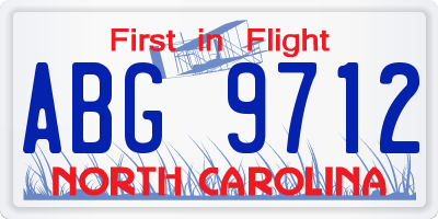 NC license plate ABG9712