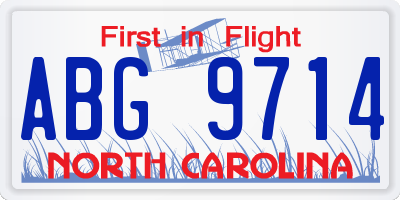 NC license plate ABG9714