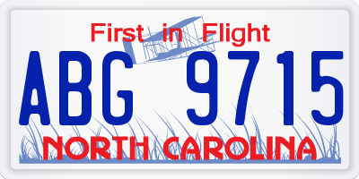 NC license plate ABG9715