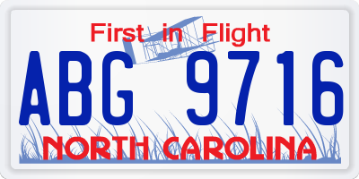 NC license plate ABG9716