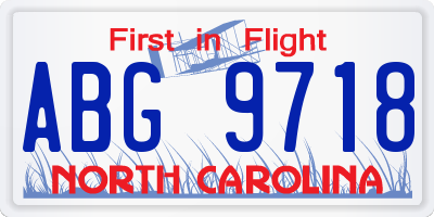 NC license plate ABG9718