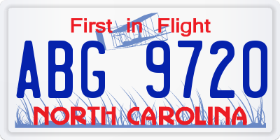 NC license plate ABG9720