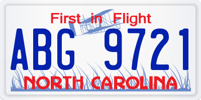 NC license plate ABG9721