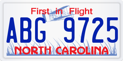 NC license plate ABG9725