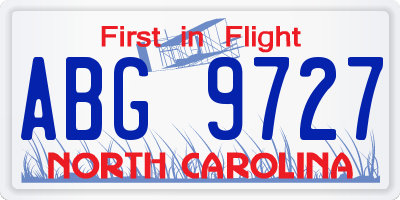 NC license plate ABG9727