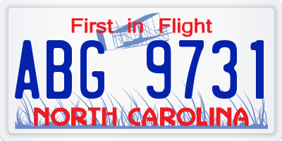NC license plate ABG9731
