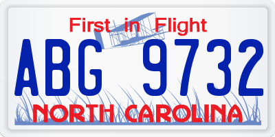 NC license plate ABG9732