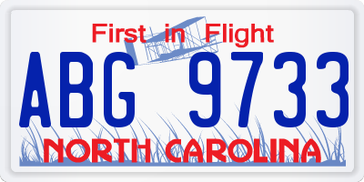 NC license plate ABG9733