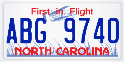 NC license plate ABG9740