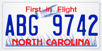 NC license plate ABG9742