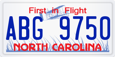 NC license plate ABG9750