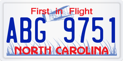 NC license plate ABG9751