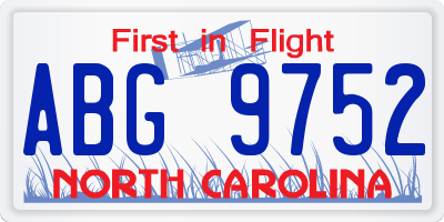 NC license plate ABG9752