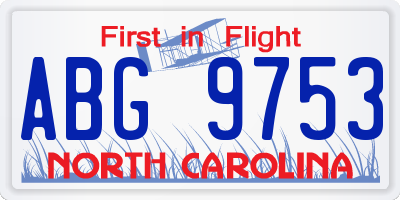 NC license plate ABG9753