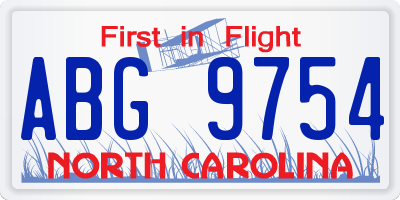 NC license plate ABG9754