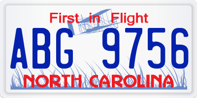 NC license plate ABG9756