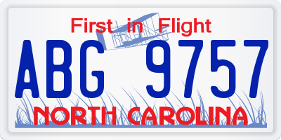NC license plate ABG9757