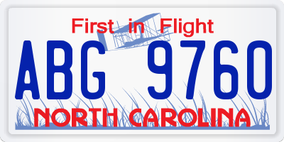 NC license plate ABG9760