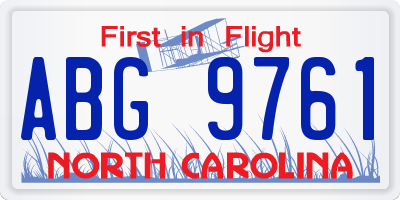 NC license plate ABG9761