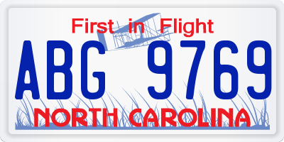 NC license plate ABG9769