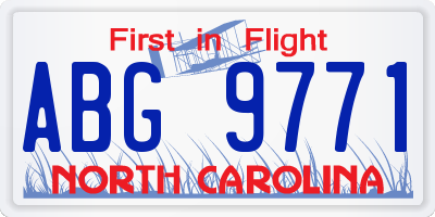 NC license plate ABG9771