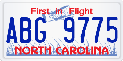 NC license plate ABG9775