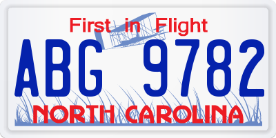 NC license plate ABG9782