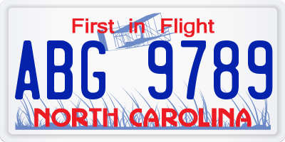 NC license plate ABG9789