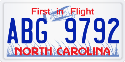 NC license plate ABG9792