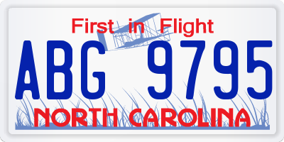 NC license plate ABG9795