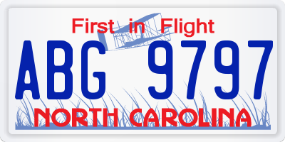 NC license plate ABG9797