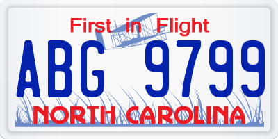 NC license plate ABG9799