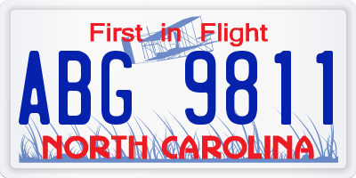 NC license plate ABG9811