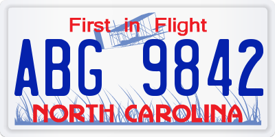 NC license plate ABG9842
