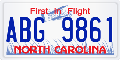 NC license plate ABG9861