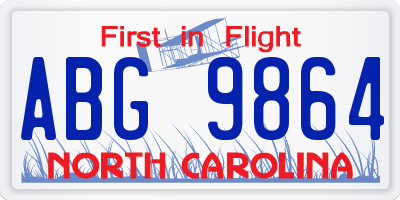 NC license plate ABG9864
