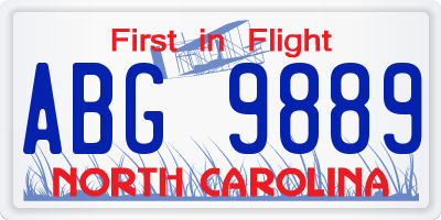 NC license plate ABG9889
