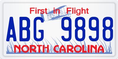 NC license plate ABG9898