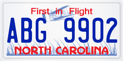 NC license plate ABG9902