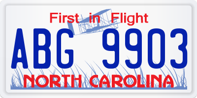 NC license plate ABG9903