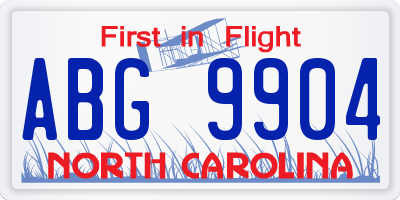 NC license plate ABG9904