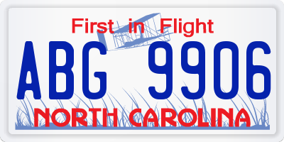 NC license plate ABG9906