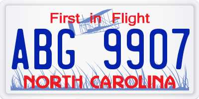 NC license plate ABG9907