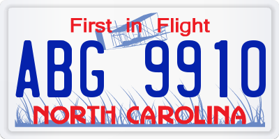 NC license plate ABG9910