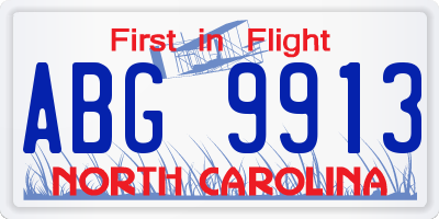 NC license plate ABG9913