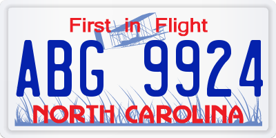 NC license plate ABG9924